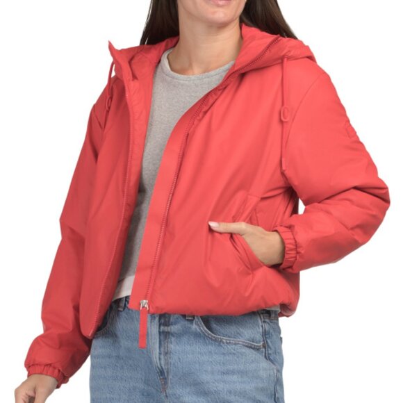 NEW HUNTER Coated Cropped Rain Jacket  in Hunter Red for women 825 6m3 - Picture 1 of 4